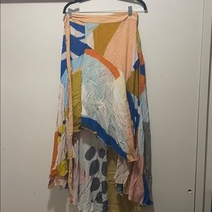 Multi color conditions apply high low wrap skirt